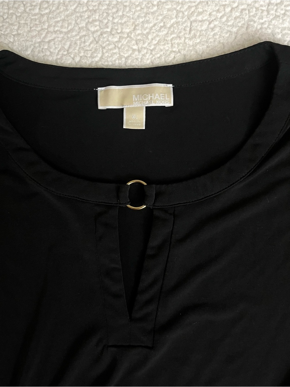 Michael Kors Black Long Sleeve Keyhole Neck Blouse - Picture 3 of 5